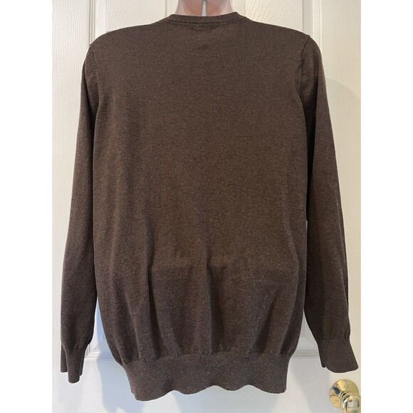 LL BEAN V Neck Sweater Cashmere Blend Mens L Tall Brown Cozy Soft Grandpa Dad - Picture 3 of 5